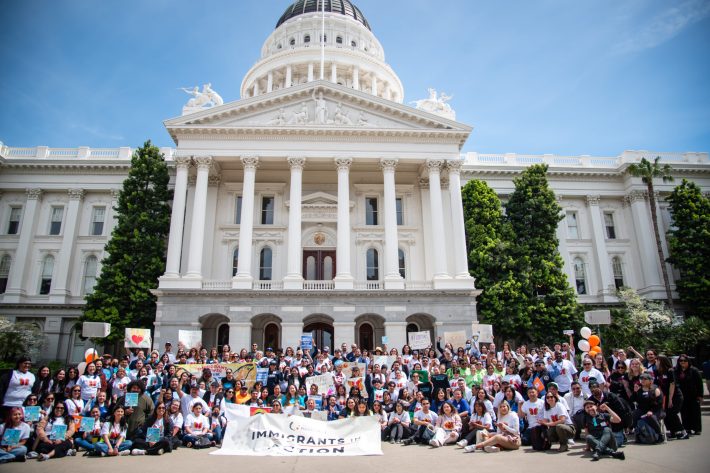 Immigrants In Action on the steps of Sacramento's California State Capitol.