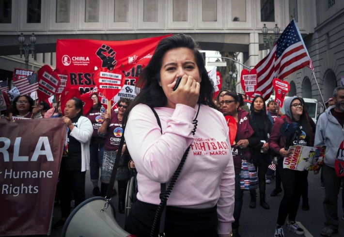 CHIRLA advocates in Downtown L.A.